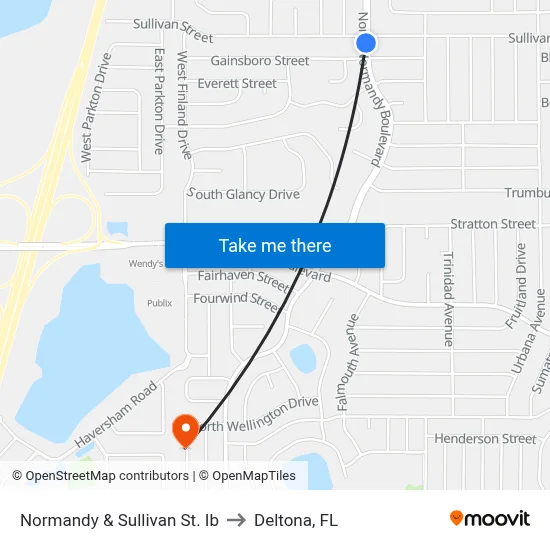 Normandy & Sullivan St. Ib to Deltona, FL map