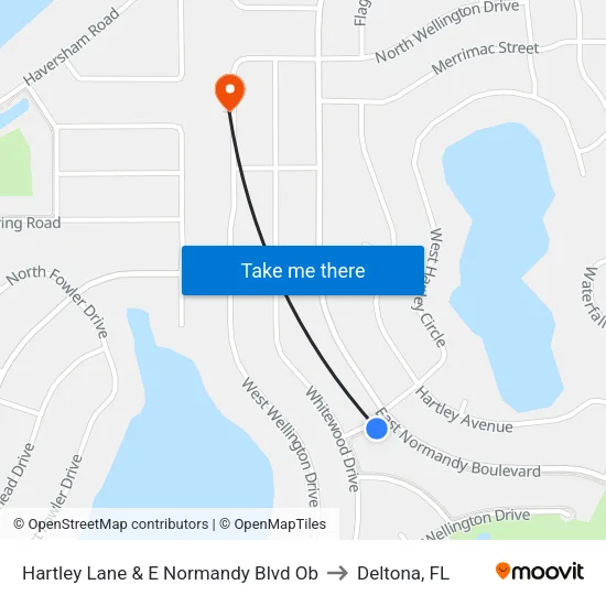 Hartley Lane & E Normandy Blvd  Ob to Deltona, FL map