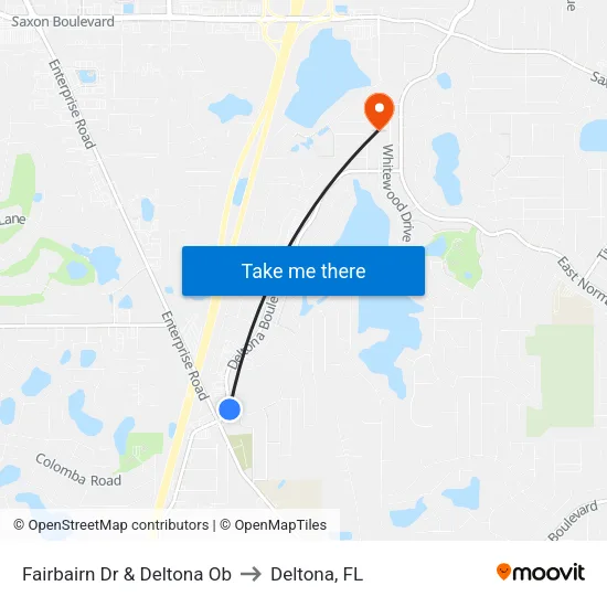 Fairbairn Dr & Deltona Ob to Deltona, FL map