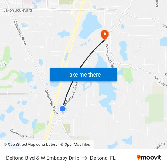 Deltona Blvd & W  Embassy Dr Ib to Deltona, FL map