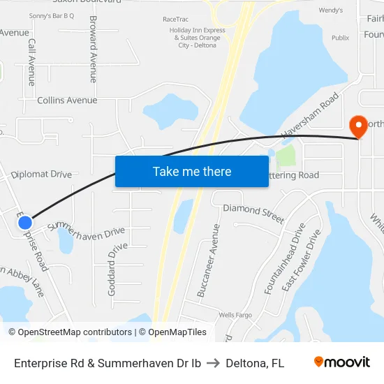 Enterprise Rd & Summerhaven Dr Ib to Deltona, FL map