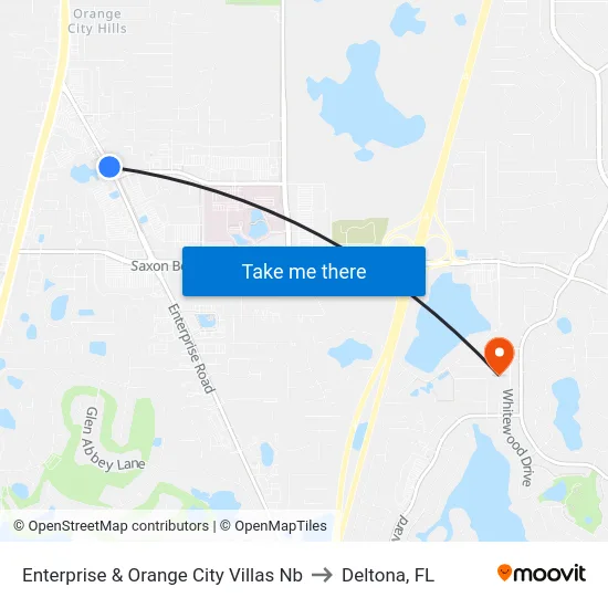 Enterprise & Orange City Villas Nb to Deltona, FL map