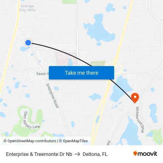 Enterprise & Treemonte Dr Nb to Deltona, FL map