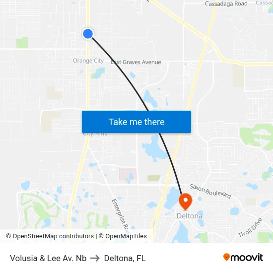 Volusia & Lee Av.   Nb to Deltona, FL map