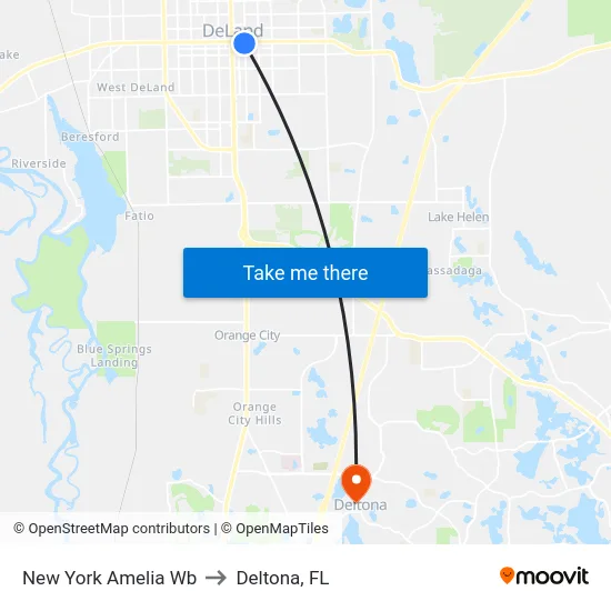 New York  Amelia  Wb to Deltona, FL map