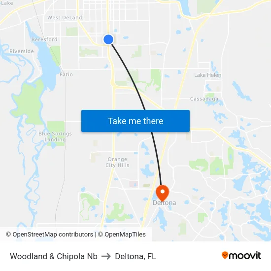 Woodland & Chipola Nb to Deltona, FL map