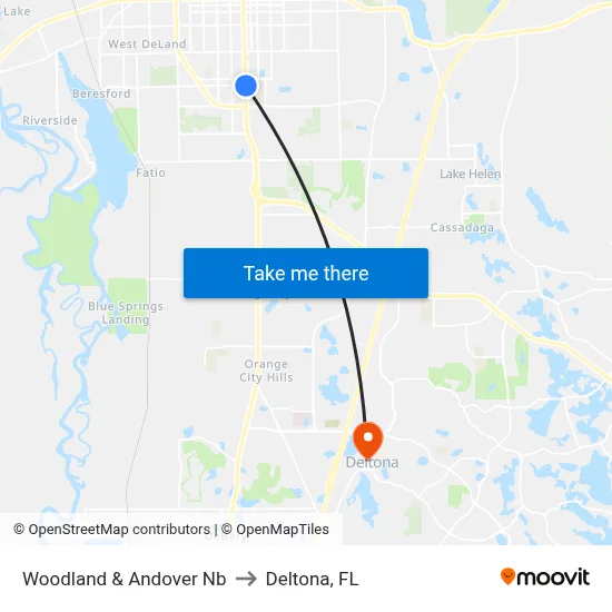 Woodland & Andover Nb to Deltona, FL map