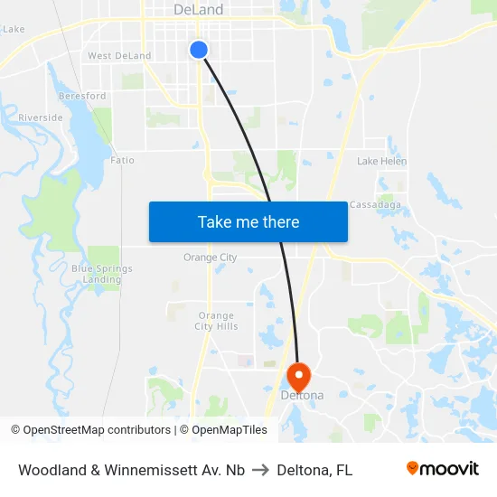 Woodland & Winnemissett Av. Nb to Deltona, FL map
