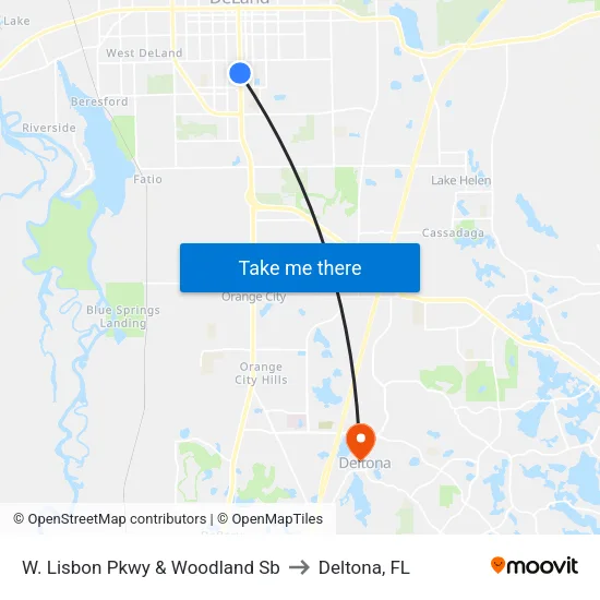 W. Lisbon Pkwy & Woodland Sb to Deltona, FL map
