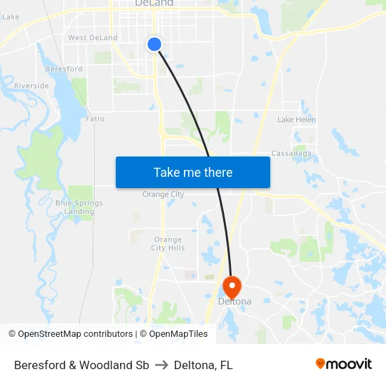 Beresford & Woodland Sb to Deltona, FL map