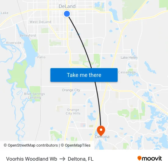 Voorhis  Woodland Wb to Deltona, FL map