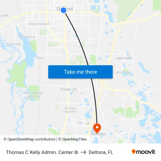 Thomas C Kelly Admin. Center Ib to Deltona, FL map