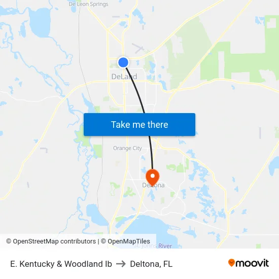E. Kentucky & Woodland Ib to Deltona, FL map