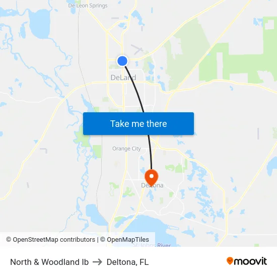 North & Woodland Ib to Deltona, FL map