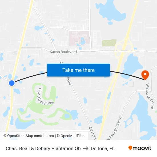Chas. Beall & Debary Plantation Ob to Deltona, FL map