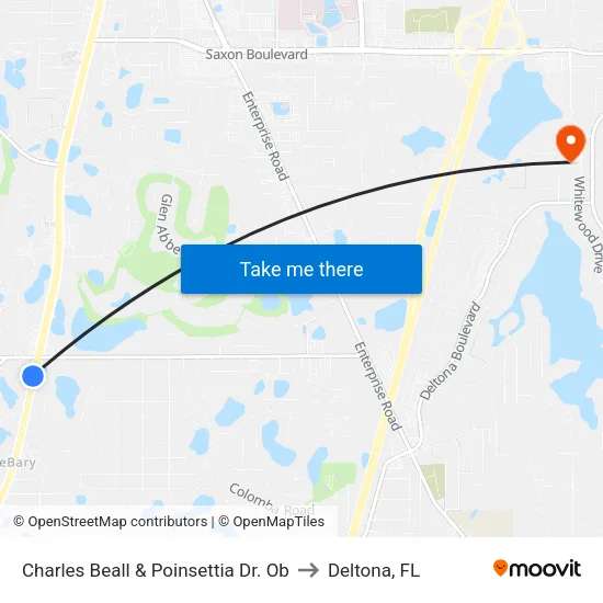 Charles Beall & Poinsettia Dr. Ob to Deltona, FL map