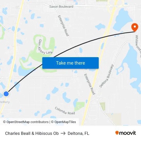 Charles Beall & Hibiscus Ob to Deltona, FL map