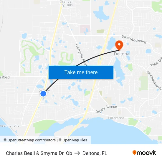 Charles Beall & Smyrna Dr. Ob to Deltona, FL map