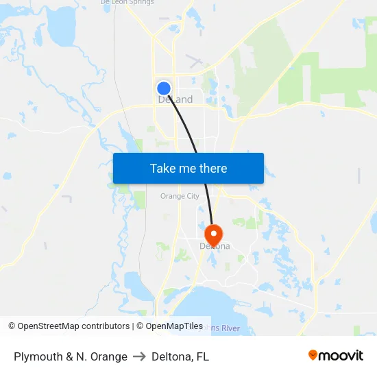 Plymouth & N. Orange to Deltona, FL map