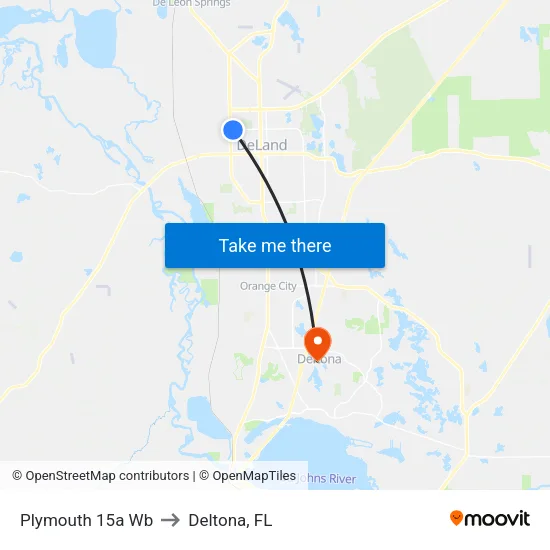Plymouth  15a Wb to Deltona, FL map