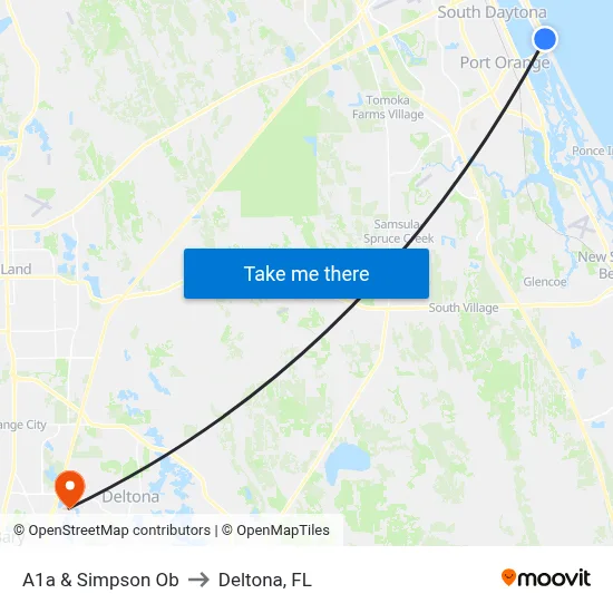 A1a & Simpson Ob to Deltona, FL map