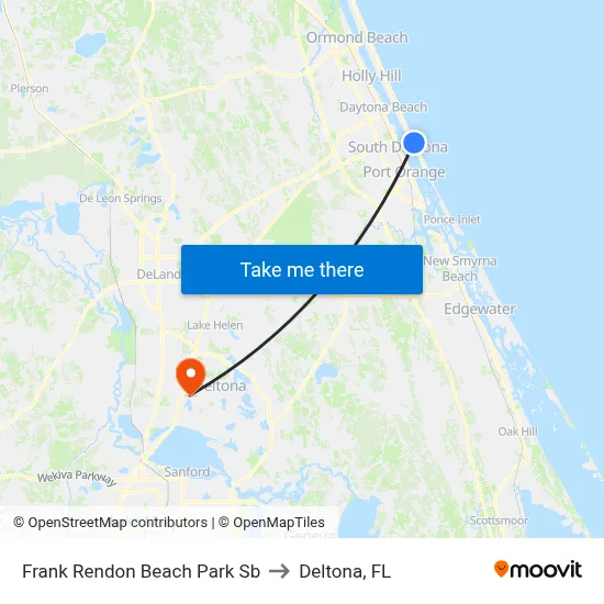 Frank Rendon Beach Park Sb to Deltona, FL map