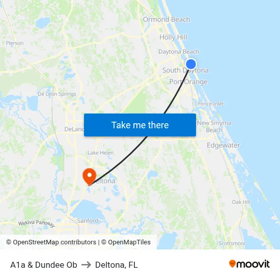 A1a & Dundee Ob to Deltona, FL map