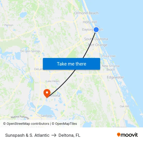 Sunspash & S. Atlantic to Deltona, FL map