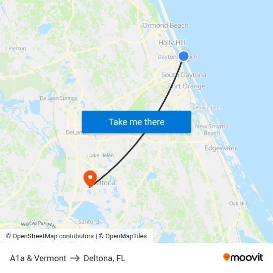 A1a & Vermont to Deltona, FL map
