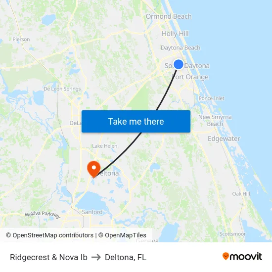 Ridgecrest & Nova Ib to Deltona, FL map