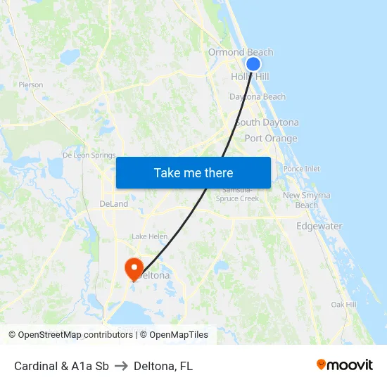 Cardinal & A1a Sb to Deltona, FL map