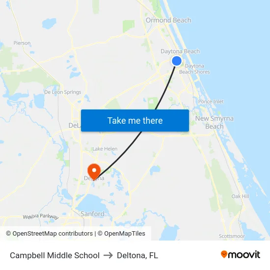 Campbell Middle School to Deltona, FL map
