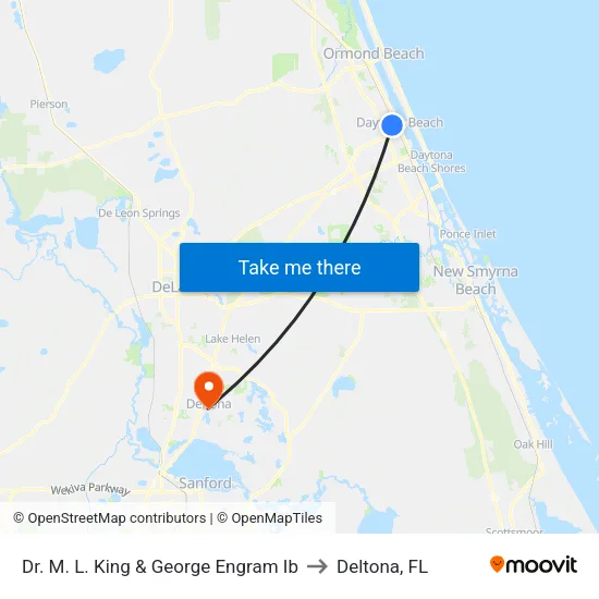 Dr. M. L.  King & George Engram Ib to Deltona, FL map