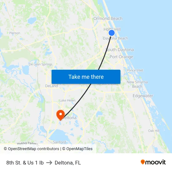 8th St. & Us 1 Ib to Deltona, FL map