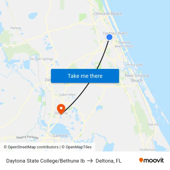 Daytona State College/Bethune Ib to Deltona, FL map