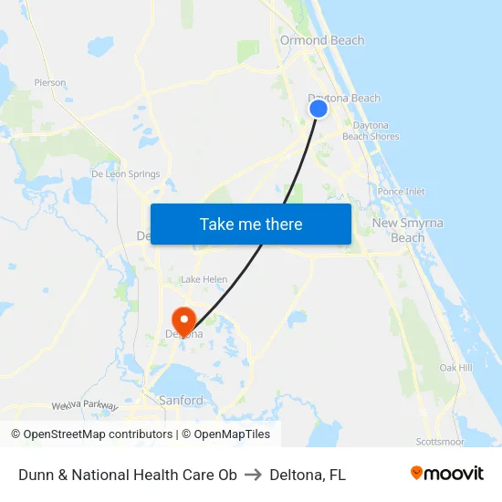 Dunn & National Health Care Ob to Deltona, FL map