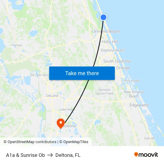 A1a & Sunrise Ob to Deltona, FL map