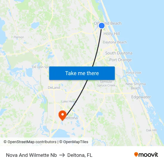 Nova And Wilmette Nb to Deltona, FL map