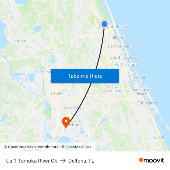 Us 1  Tomoka River Ob to Deltona, FL map