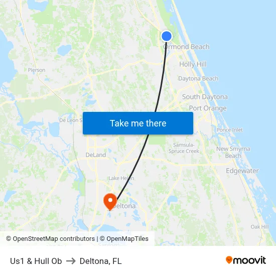 Us1 & Hull Ob to Deltona, FL map