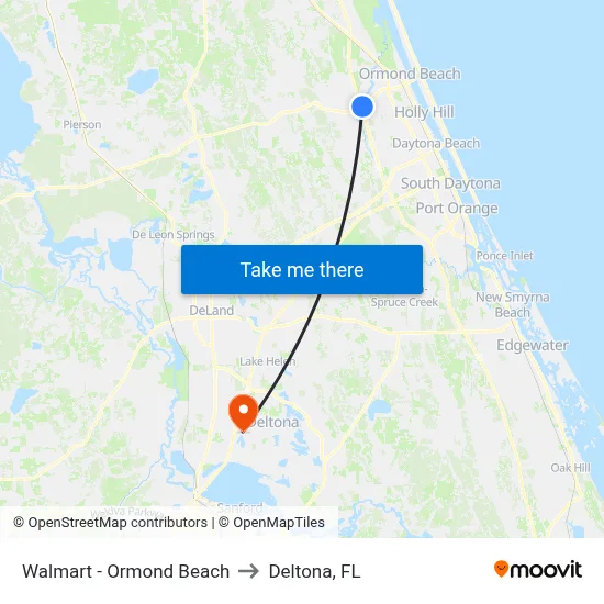 Walmart - Ormond Beach to Deltona, FL map