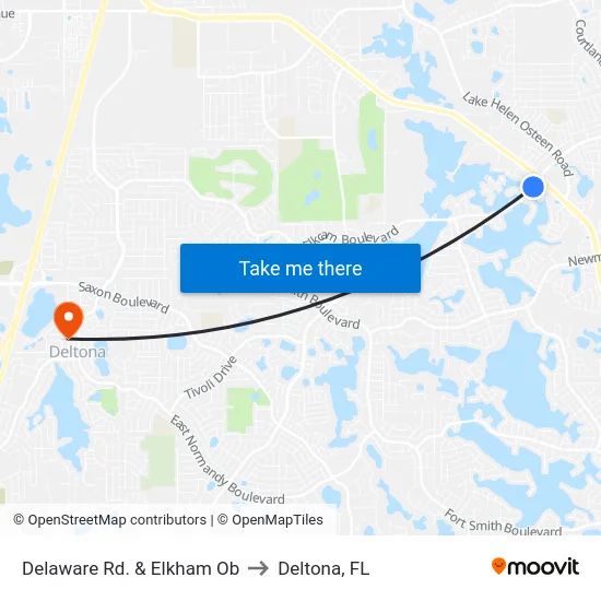 Delaware Rd. & Elkham Ob to Deltona, FL map