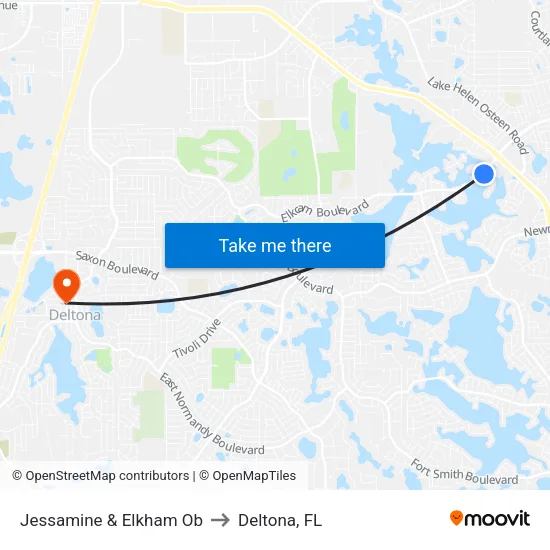 Jessamine & Elkham Ob to Deltona, FL map