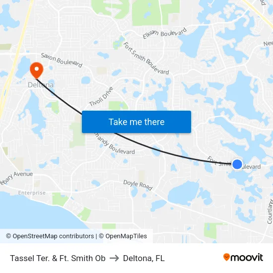 Tassel Ter. & Ft. Smith Ob to Deltona, FL map