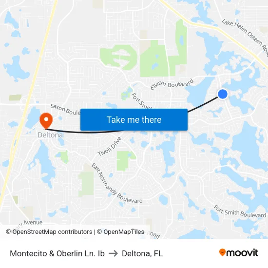 Montecito & Oberlin Ln. Ib to Deltona, FL map
