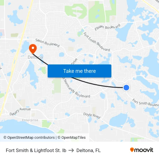Fort Smith & Lightfoot St. Ib to Deltona, FL map