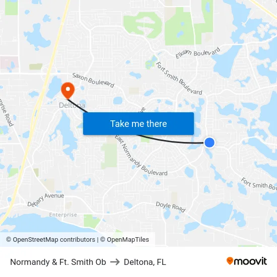 Normandy & Ft. Smith Ob to Deltona, FL map