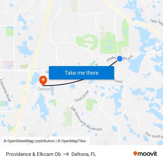 Providence & Elkcam Ob to Deltona, FL map