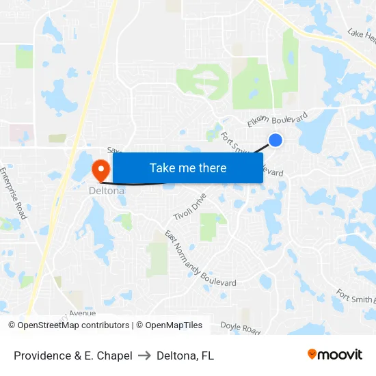 Providence & E. Chapel to Deltona, FL map