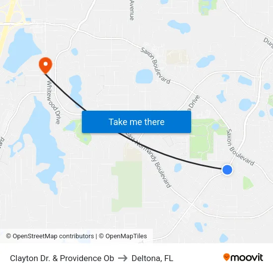 Clayton Dr. & Providence Ob to Deltona, FL map